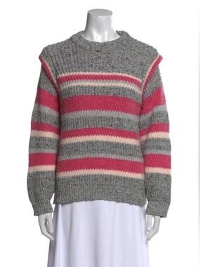 SÉZANE YARA JUMPER Striped Chunky Knit Sweater Shoulder Detail